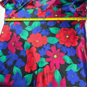 Barbizon Vintage Floral V-Neck Mini Dress Satiny‎ Short Sleeve Large thumbnail 5