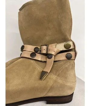Free People Hayden Slouch Boots Women’s Boots Sz 38 , 7-7.5 Suede Buckle Calf thumbnail 5