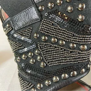 Miss Sixty Sade Stiletto Heels Black Leather Studs Jeweled Slingback Size 38 thumbnail 12