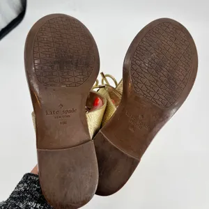 Kate Spade New York metallic gold thong open toe sandals tie bow preppy size 8.5 thumbnail 4