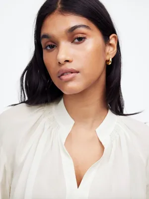 NWT Madewell NT652 Shirred Long-Sleeve Top in Silk Ivory white Sz M thumbnail 5