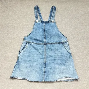 BLANKNYC Acid Wash Denim Overall Dress Blue Distressed Frayed Mini Sz 25 Classic thumbnail 1