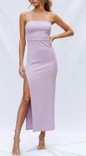 NBD Dream High Slit Strapless Gown, Lilac, Medium thumbnail 1
