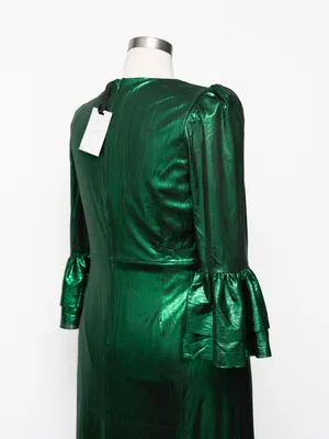 Pomander Place - Emerald Crinkle Lurex Lillith Maxi Dress thumbnail 11