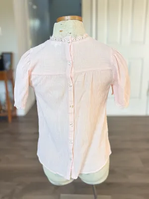 Pink Short Sleeves Blouse with Details thumbnail 2