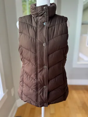 GAP Chocolate Brown Puffer Vest Size Small thumbnail 9
