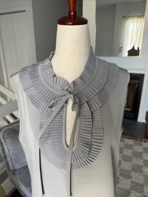 kate spade Pleated Ruffle Neck Sleeveless Top in Light Gray thumbnail 5