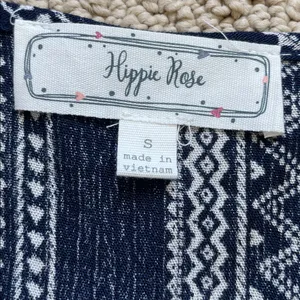 Hippie Rose Navy and White Patterned Top thumbnail 2