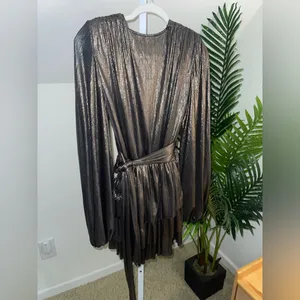 Bronx And Banco 'Bedouin' Gold Metallic‎ Mini Dress Size M thumbnail 5