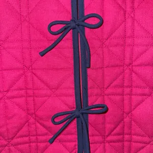 NWT $138 Anthropologie x DOLAN Pink Bow-Front Linen Quilted Lady Jacket S thumbnail 8
