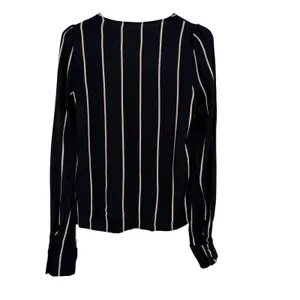 Reformation Womens‎ XS Striped Button Down V-Neck Blouse Black Cream Long Sleeve thumbnail 5