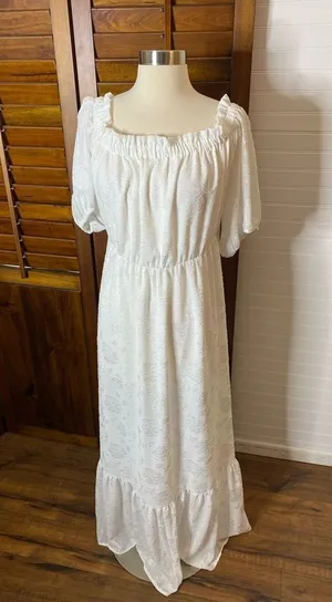Eloquii Off Shoulder Floral White Maxi Dress thumbnail 1