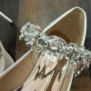 Badgley Mischka Esperanza Satin Crystal Embellished Heels Nude Size 8.5 thumbnail 7