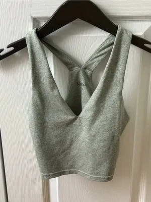 Quince Ultra-Soft V-Neck Cropped Tank in Gray Sage thumbnail 2
