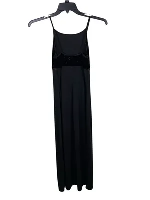 Vintage Y2K Byer Too Sparkly Black Velvet Top Maxi Slip Dress Small Whimsigoth thumbnail 13
