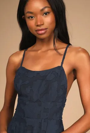 Lulus New Let There Be Romance Navy Blue Burnout Floral Maxi Dress thumbnail 2