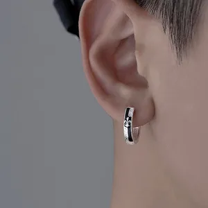 925 Silver Plated Knight Cross Hoop Earrings for Men Women,Punk Hip Hop Earrings thumbnail 5