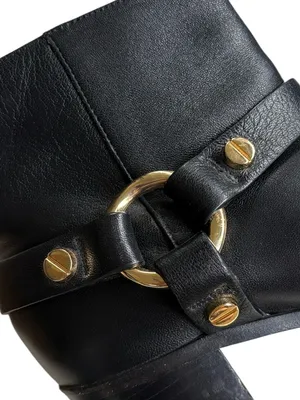 Stuart Weitzman Leather Expert Moto Boots Black Size 6 Retail $595.00 thumbnail 4
