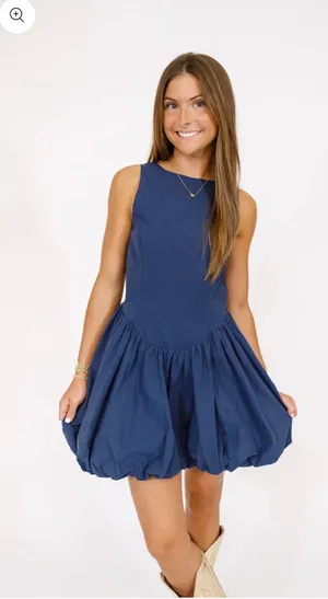 TCEC Navy Bubble Hem Dress thumbnail 1
