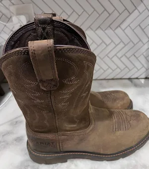 Ariat Groundbreaker Work Boots Men’s 8.5D Brown Steel Toe Pull-On Leather ASTM thumbnail 1