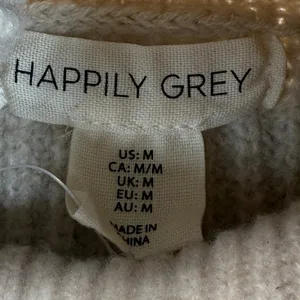 Happily Grey‎ Turtleneck Sweater Ribbed Knit Pullover Neutral Toned Medium Tan thumbnail 4