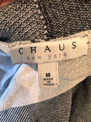 Retro Chaus Plaid Colorblock Cardigan Sweater Open Front Waterfall M Gray Black thumbnail 5