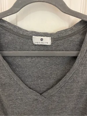 Socialite V-Neck Tie Front Tank Top in Grey thumbnail 2