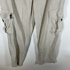 Massimo Dutti Linen Blend Tan Cargo Leg Sz 10 Pants‎ High Waist Resort Vacation thumbnail 4