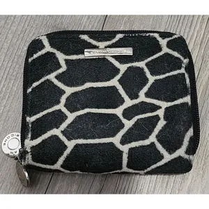 EVAN-PICONE Women's Giraffe Print Zip-Around Suede‎ Card Holder Wallet Black thumbnail 2