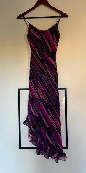 Betsey Johnson silk Y2K vintage Asymmetrical Dress in Pink and Purple thumbnail 1