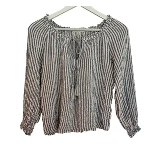 Max Studio striped crinkle boho crop blouse small thumbnail 2