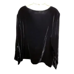 Vintage J.Jill size L black velvet burnout sleeves top. Y2K Whimsygoth thumbnail 2