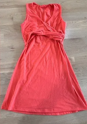 Prana twist front sleeveless dress coral pink size large thumbnail 1