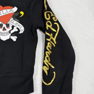 Ed Hardy Love Kills Slowly Cropped Zip Up‎ Hoodie Black Skull Tattoo Y2K Medium thumbnail 5