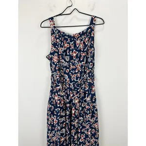 NEW J.Crew High Neck Tie Waist Midi Dress Cottagecore Floral Antique Navy US 16 thumbnail 11
