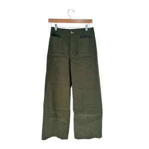 Maeve Anthropologie The Colette Wide Leg Crop Pants Olive Green 27 Linen Blend thumbnail 2