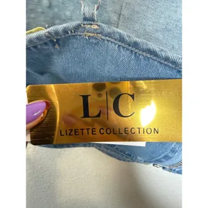 Lizette Collection Denim Rhinestone Crop Top Light Wash‎ Blue Sparkly Bustier thumbnail 6