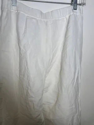 H&M Womens Sz 8 White Wide-Leg Linen Blend Pants Summer Classic thumbnail 7