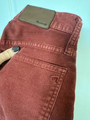 NWOT Madewell Cali Demi Boot Cut Corduroy Pants Size 24 Cropped High Rise Rust Red thumbnail 8