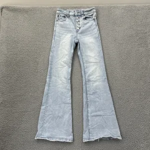 American Eagle Super Hi Rise Flare Jeans Stretch Boho Festival Women's 2 x 30 thumbnail 2