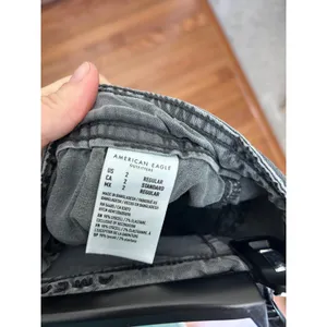 American Eagle Baggy Wide Leg Cargo Pants Washed Grey‎ Size 2 Regular Stretch thumbnail 4