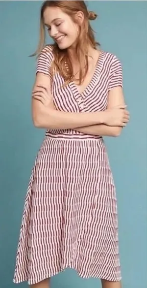 ANTHROPOLOGIE Maeve Paladino Textured‎ Wrap Dress Size XL thumbnail 1