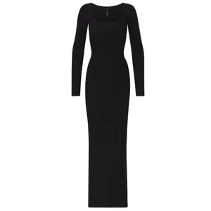 Skims Soft Lounge‎ Long Sleeve Ribbed Maxi Dress Onyx Black Small thumbnail 5