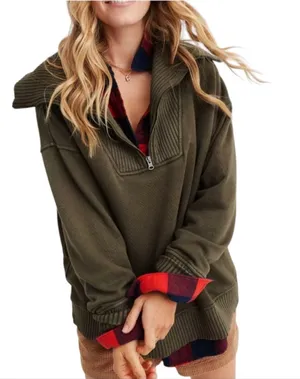 Aerie Down To Earth oversized quarter-zip‎ sweatshirt thumbnail 1
