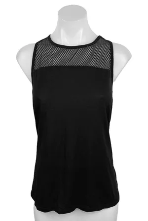 Athleta Black Crew Neck Mesh Trim Racerback Workout Tank Top Size M thumbnail 1
