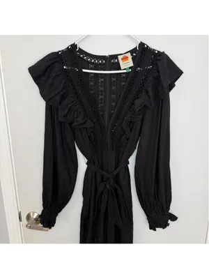 FARM Rio Black Lace & Ruffles Jumpsuit - Size M thumbnail 4