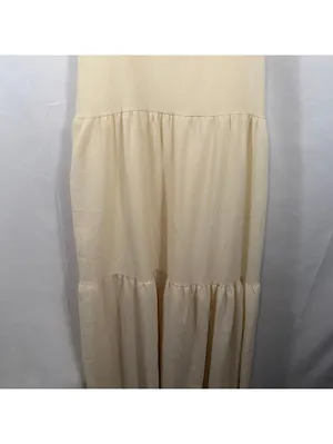 Cream Tiered Halter Maxi Dress Size XL thumbnail 3