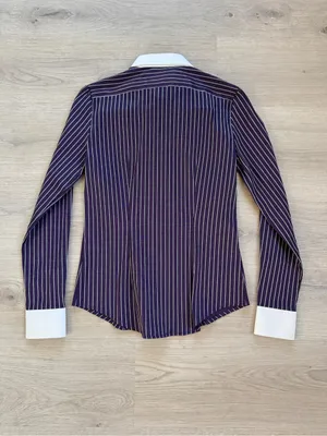 Nara Camicie purple pinstripe contrast collar fitted button-down shirt size 0 thumbnail 3