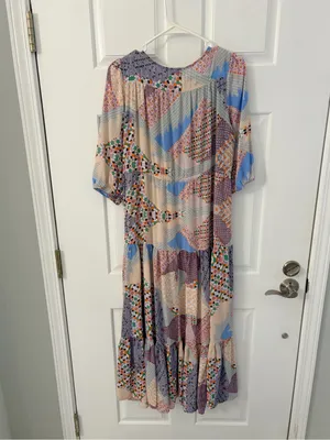 Jaase Lavender, Peach & Blue Patchwork Maxi Dress thumbnail 6