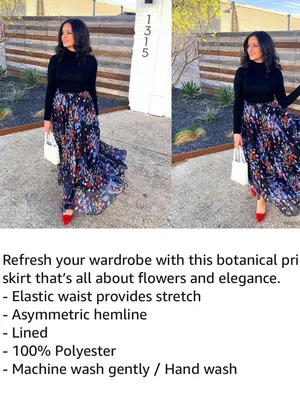 Chicwish Black Blooming Calla Lilly Floral Maxi Skirt with Blue and Red Accents thumbnail 5